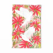 Watercolor Winter Peace Bird, Tea Towel