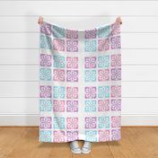 Quick Quilt Pastel Ikat Petals Block Easy Blanket