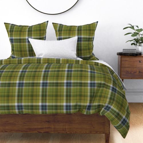 Dark Green and Blue Fine Line Plaid - Large