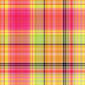Tropical Pink, Yellow, Orange and Green Plaid - Large