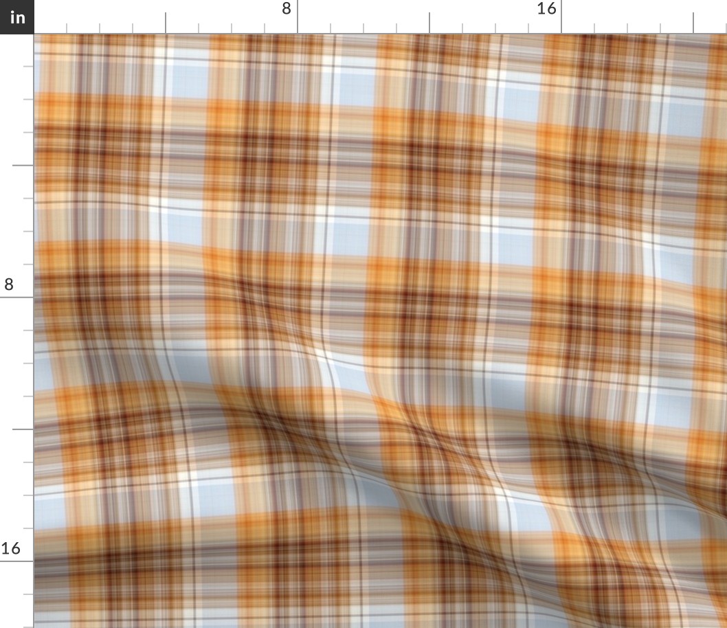 Orange Brown and Gray Fine Line Plaid - Medium