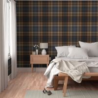 Dark Blue and Brown Fine Line Plaid - Large Scale for Wallpaper and Home Decor