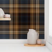 Dark Blue and Brown Fine Line Plaid - Large Scale for Wallpaper and Home Decor