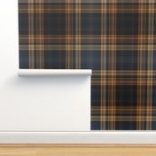 Dark Blue and Brown Fine Line Plaid - Large Scale for Wallpaper and Home Decor