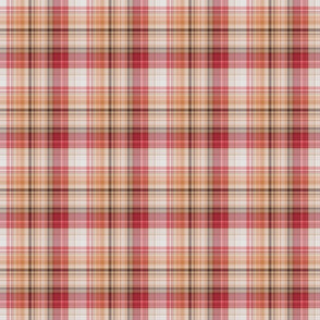 Red, Coral and Gray Fine Line Plaid - Medium