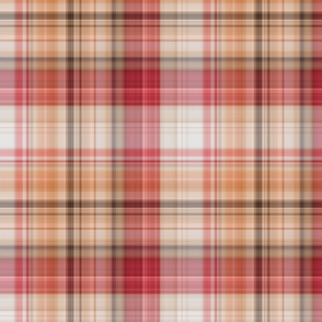 Red, Coral and Gray Fine Line Plaid - Large