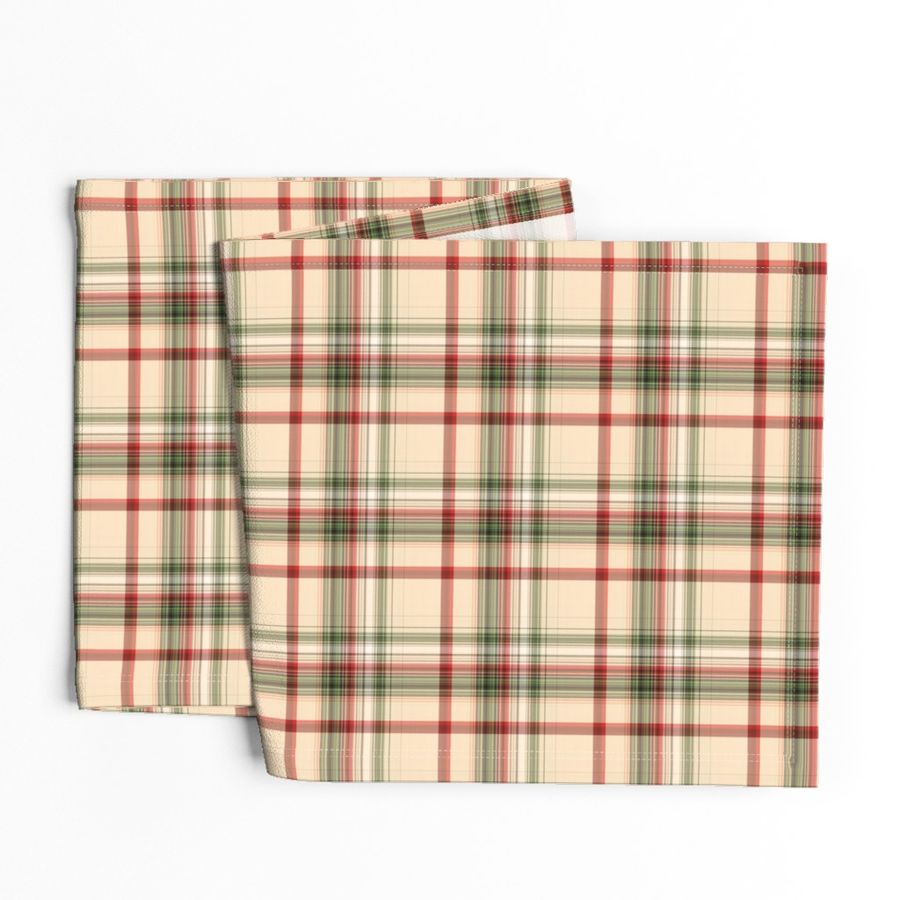 Red Green & Cream Christmas Plaid - Medium