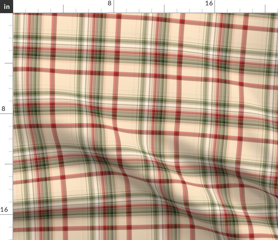 Red Green & Cream Christmas Plaid - Medium