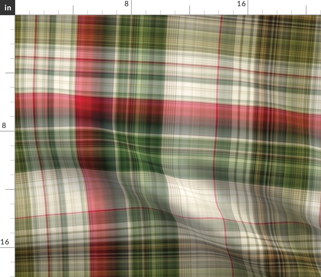 Christmas Plaid - Green White & Red - Large