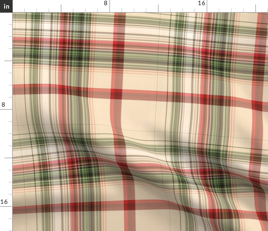 Red Green & Cream Christmas Plaid - Large