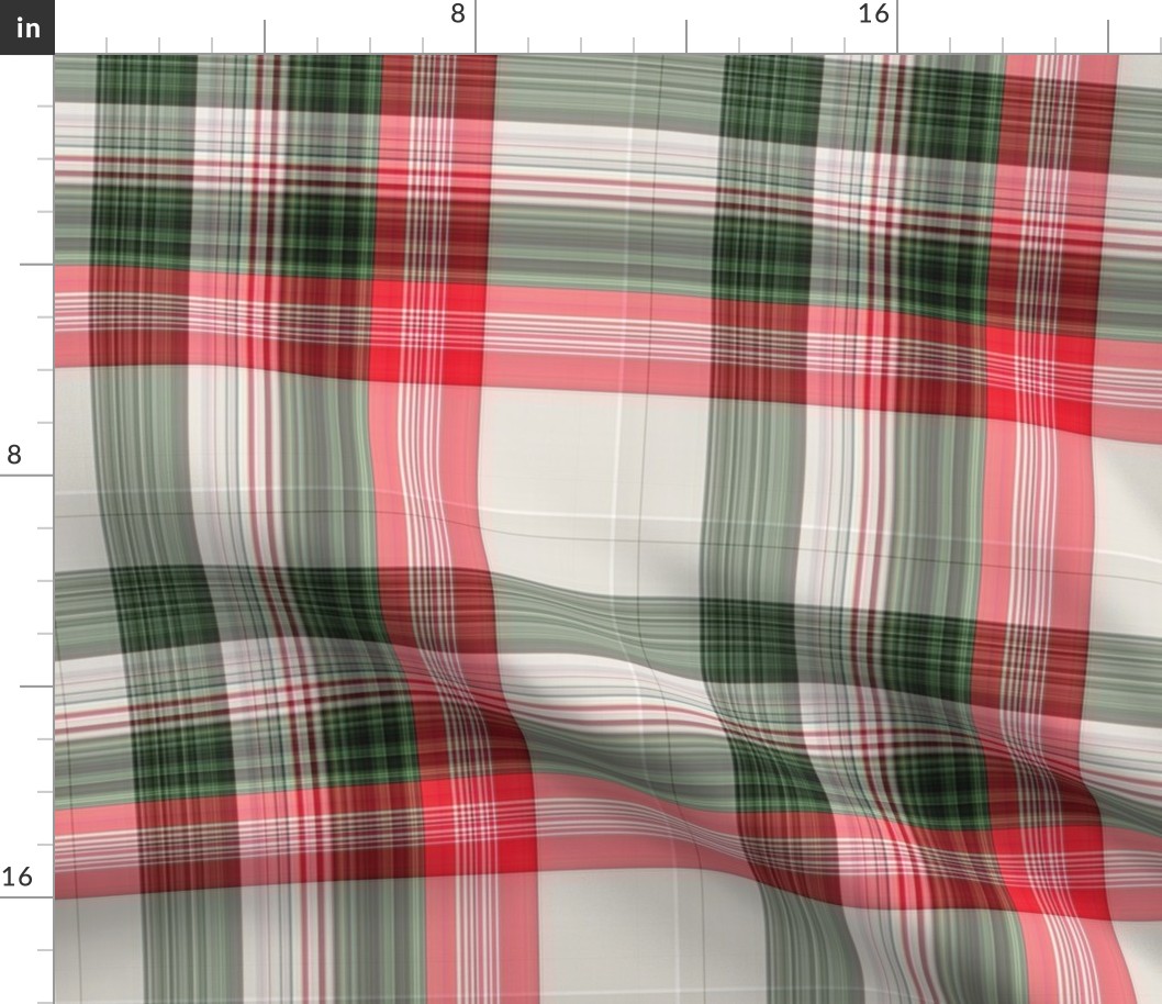 Red Green and White Christmas Plaid - Large