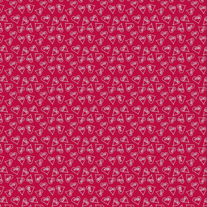 White Doodle Hearts on Raspberry Red