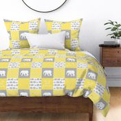 Elephant wholecloth - You are loved forever.  - grey & yellow C20BS