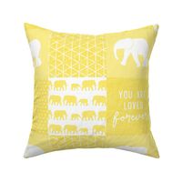 Elephant wholecloth - You are loved forever.  - yellow C20BS