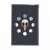 Bird Skull Moon Phases Tea Towel