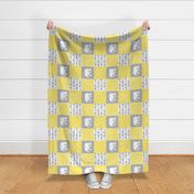 Elephant wholecloth - You are loved forever.  - grey & yellow C20BS (90)