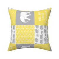 Elephant wholecloth - You are loved forever.  - grey & yellow C20BS (90)