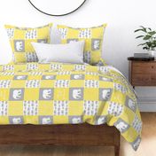 Elephant wholecloth - You are loved forever.  - grey & yellow C20BS (90)