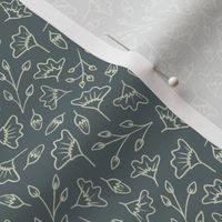 Small - Amanita Line  Flowers_beige on grey