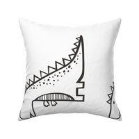 T. Rex  Dinosaur Black & White Pillow Plush Plushie Softie Cut & Sew Left Facing