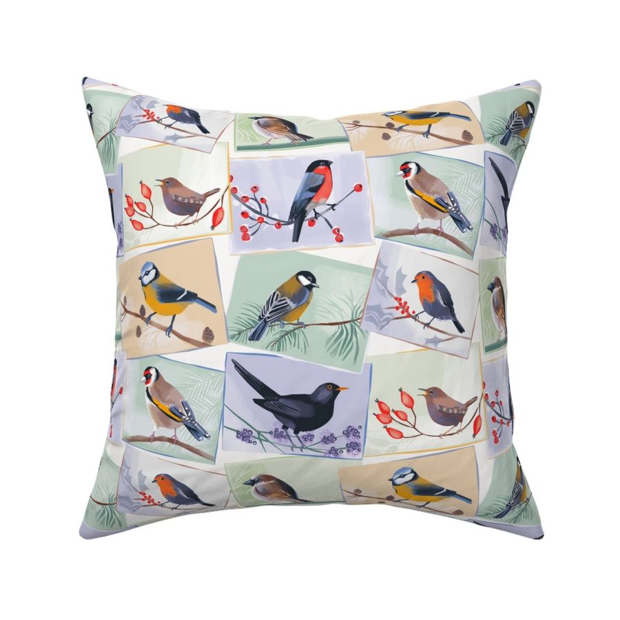 Winter Garden birds // original colourway lilac and green 