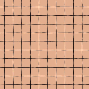 Graph Paper Grid - Black on Peach