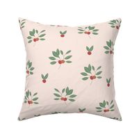 Leaf garden cherry berry love bohemian botanical leaves soft nursery design girls red orange sage green