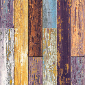 Reclaimed Boat Wood Random Tiles Purple Yellow Blue White Rust Orange