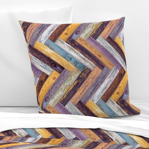 Reclaimed Boat Wood Chevron Tiles Purple Yellow Blue White Rust Orange Herringbone Horizontal