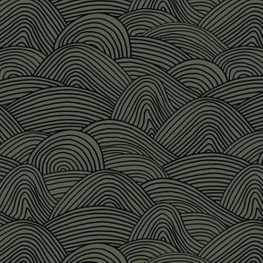 Minimalist ocean waves and surf vibes abstract salty water minimal Scandinavian style stripes cameo green black