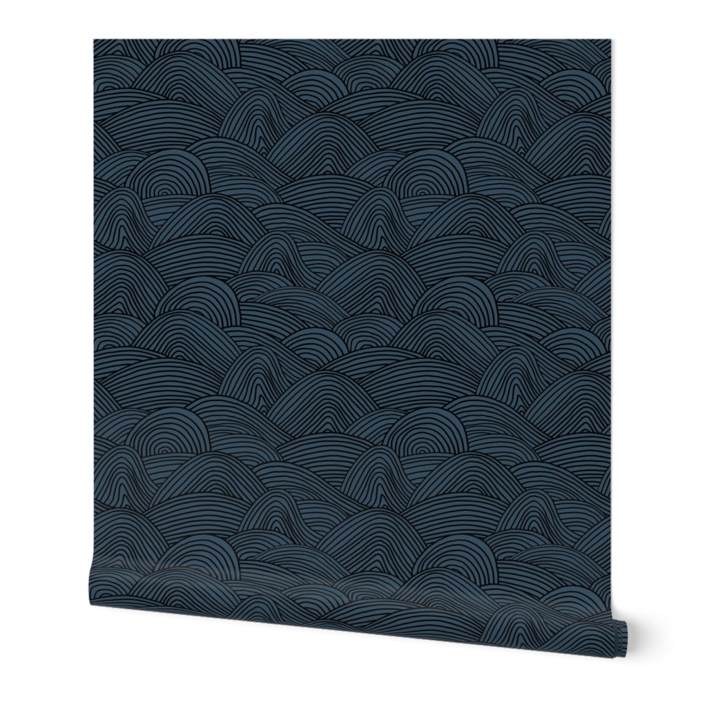 Minimalist ocean waves and surf vibes abstract salty water minimal Scandinavian style stripes navy blue black