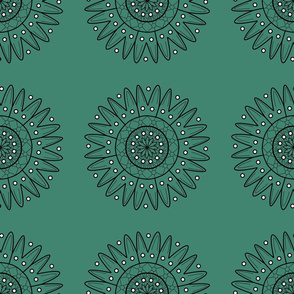 Green Mandala, White Dots