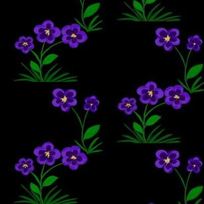 Purple Fantasy Flowers on Black