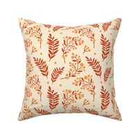 Fall Holiday Berrys Leaves Design Light Brown Brown Orange Autumn Fabric