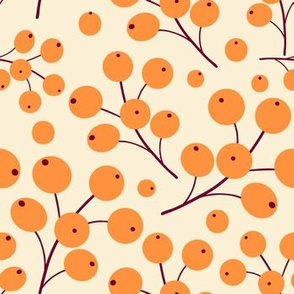 Fall Holiday Berrys Leaf Design Light Brown Brown Orange Autumn Fabric