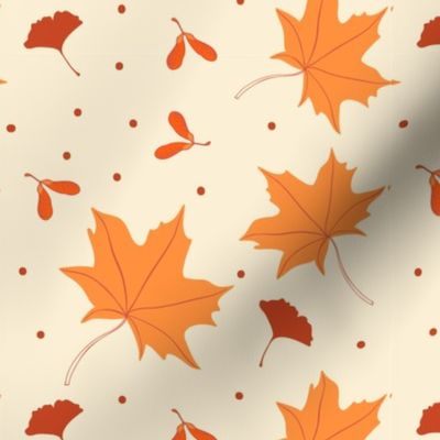 Fall Holiday Leaves Leaf Design Light Brown Brown Orange Autumn Fabric