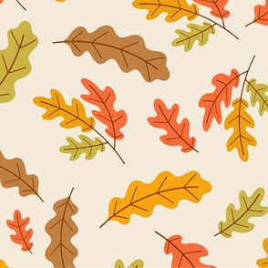 Fall Holiday Leaf Design Light Brown Brown Off White Autumn
