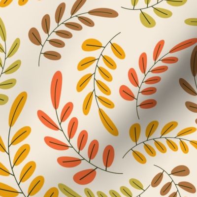 Fall Holiday Leaves Design Light Brown Brown Off White Autumn