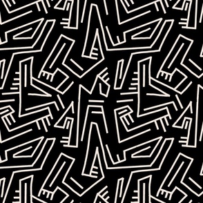 African Mudpaint Abstract - Black & White