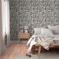 African Mudpaint Abstract - Linen Ecru & Black