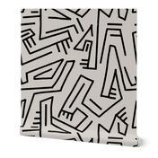 African Mudpaint Abstract - Linen Ecru & Black