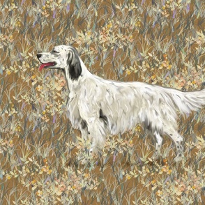 English Setter in Wildflower Field For Pillow