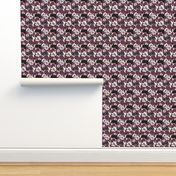 Collies white Magnolias burgandy dog fabric magenta