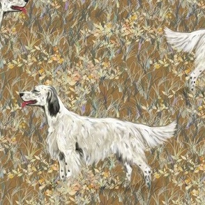 English Setter in Wildflower Field