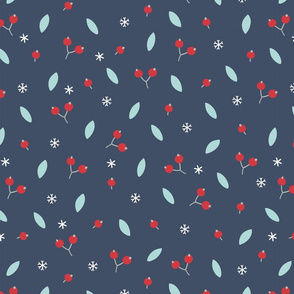 Winter Berries And Snowflakes Small