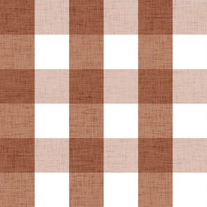 large linen look gingham - sienna