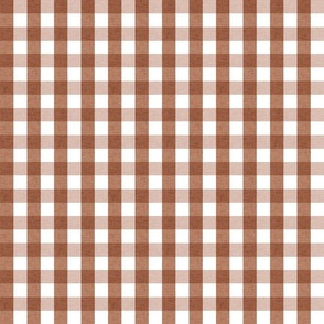 small - linen look gingham - sienna