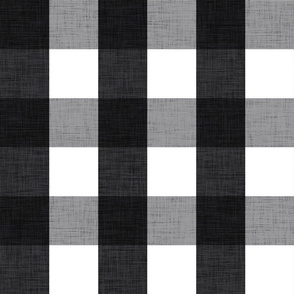 large linen look gingham - black and white