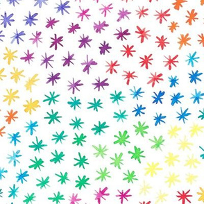 Watercolour rainbow stars on white