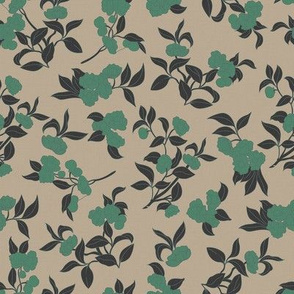 Vintage Wallpaper - Green Florals / Small